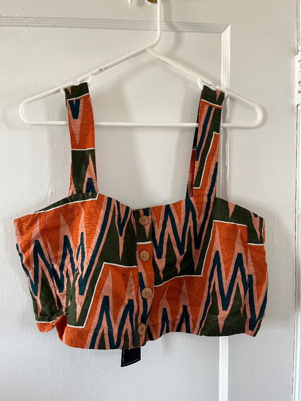 NWT Veronica Beard Tiffany Geometric Linen Crop Top Size Medium